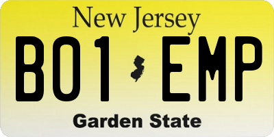 NJ license plate B01EMP