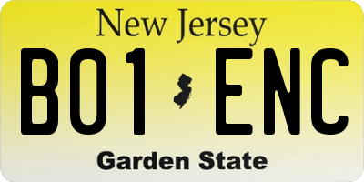 NJ license plate B01ENC