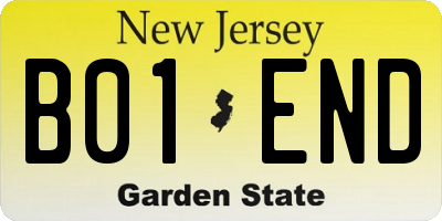 NJ license plate B01END