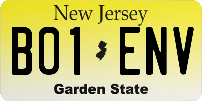 NJ license plate B01ENV