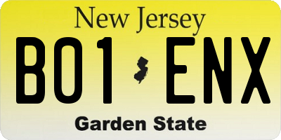 NJ license plate B01ENX
