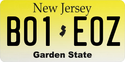 NJ license plate B01EOZ