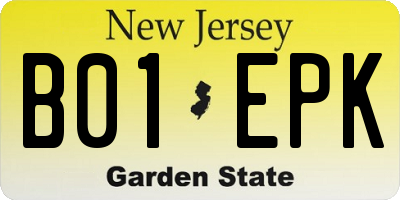 NJ license plate B01EPK