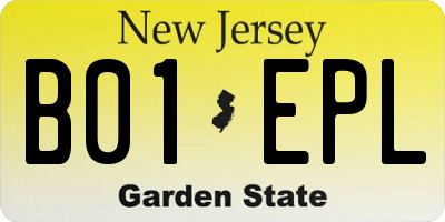 NJ license plate B01EPL