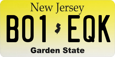 NJ license plate B01EQK