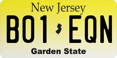 NJ license plate B01EQN