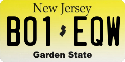 NJ license plate B01EQW