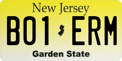 NJ license plate B01ERM