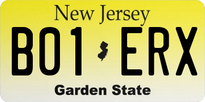 NJ license plate B01ERX