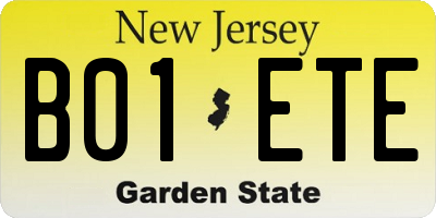 NJ license plate B01ETE