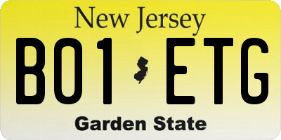 NJ license plate B01ETG