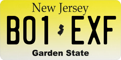 NJ license plate B01EXF