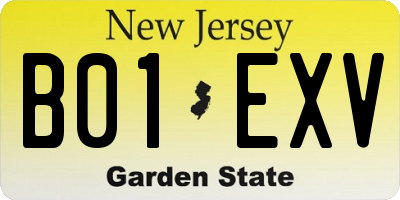 NJ license plate B01EXV