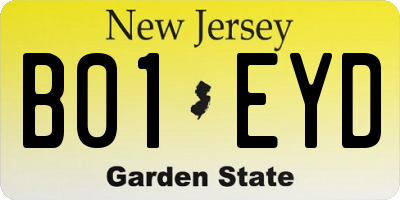 NJ license plate B01EYD