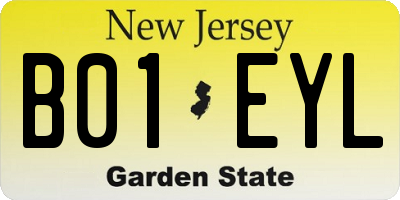 NJ license plate B01EYL