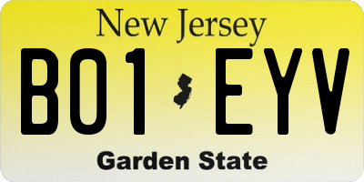 NJ license plate B01EYV