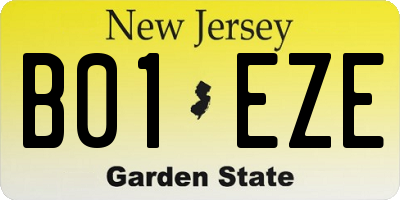 NJ license plate B01EZE