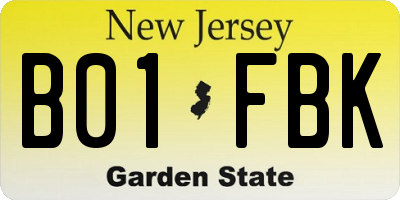 NJ license plate B01FBK