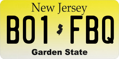 NJ license plate B01FBQ
