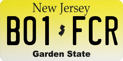 NJ license plate B01FCR