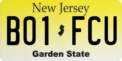 NJ license plate B01FCU