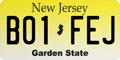 NJ license plate B01FEJ