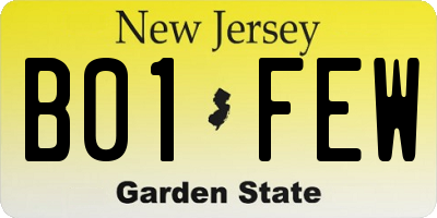 NJ license plate B01FEW
