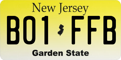 NJ license plate B01FFB