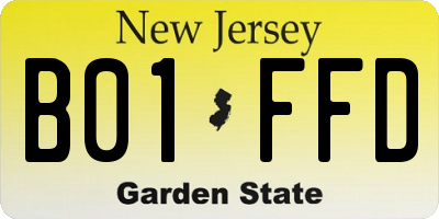 NJ license plate B01FFD