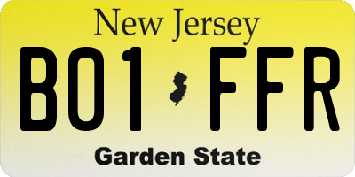 NJ license plate B01FFR