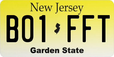 NJ license plate B01FFT