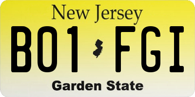 NJ license plate B01FGI