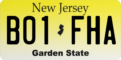 NJ license plate B01FHA