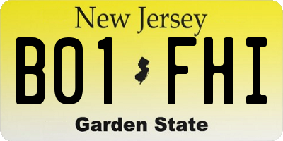 NJ license plate B01FHI
