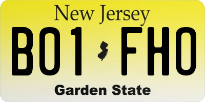 NJ license plate B01FHO