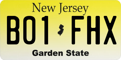 NJ license plate B01FHX