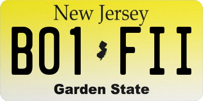 NJ license plate B01FII
