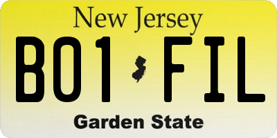 NJ license plate B01FIL