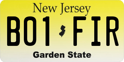 NJ license plate B01FIR