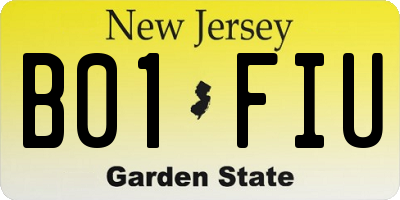 NJ license plate B01FIU