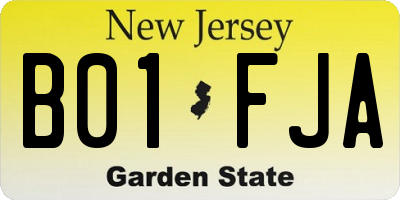NJ license plate B01FJA