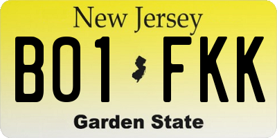 NJ license plate B01FKK