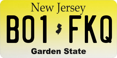 NJ license plate B01FKQ