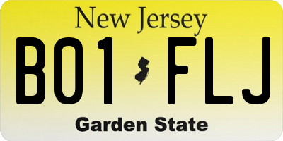 NJ license plate B01FLJ
