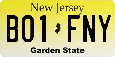 NJ license plate B01FNY