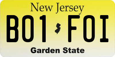 NJ license plate B01FOI