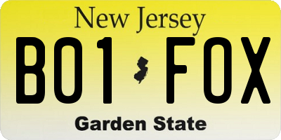 NJ license plate B01FOX