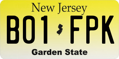 NJ license plate B01FPK