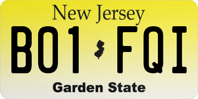 NJ license plate B01FQI