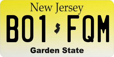 NJ license plate B01FQM
